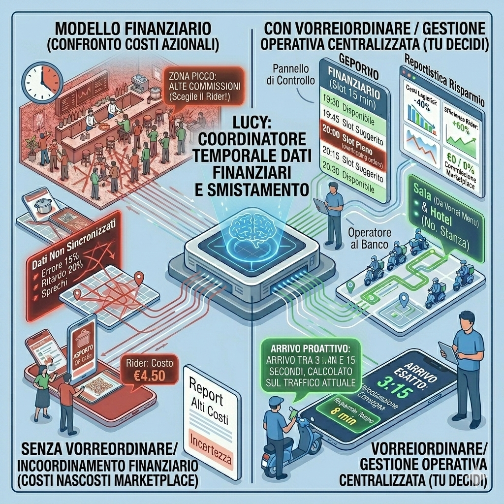 Visualizzazione conceptual Vorrei Ordinare: Commissione Unica 6% e Controllo vs. Costi Nascosti Marketplace