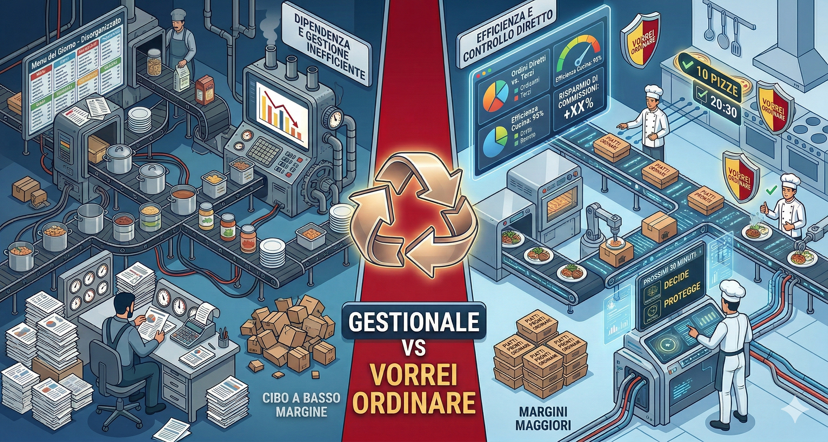 Confronto tra gestionale (passato) e controllo live Vorrei Ordinare (futuro immediato)