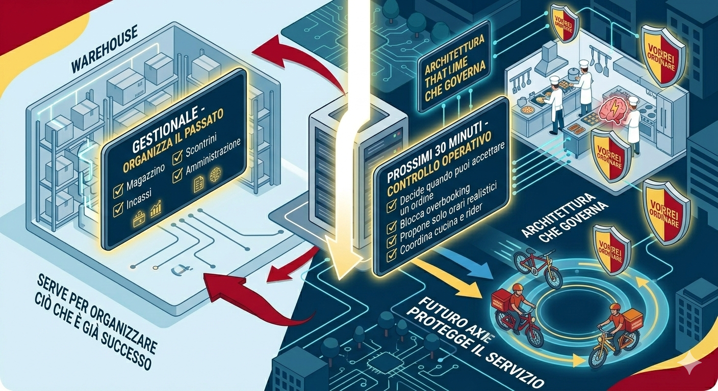 Confronto visivo: Gestionale (Passato) vs Vorrei Ordinare (Futuro Immediato)