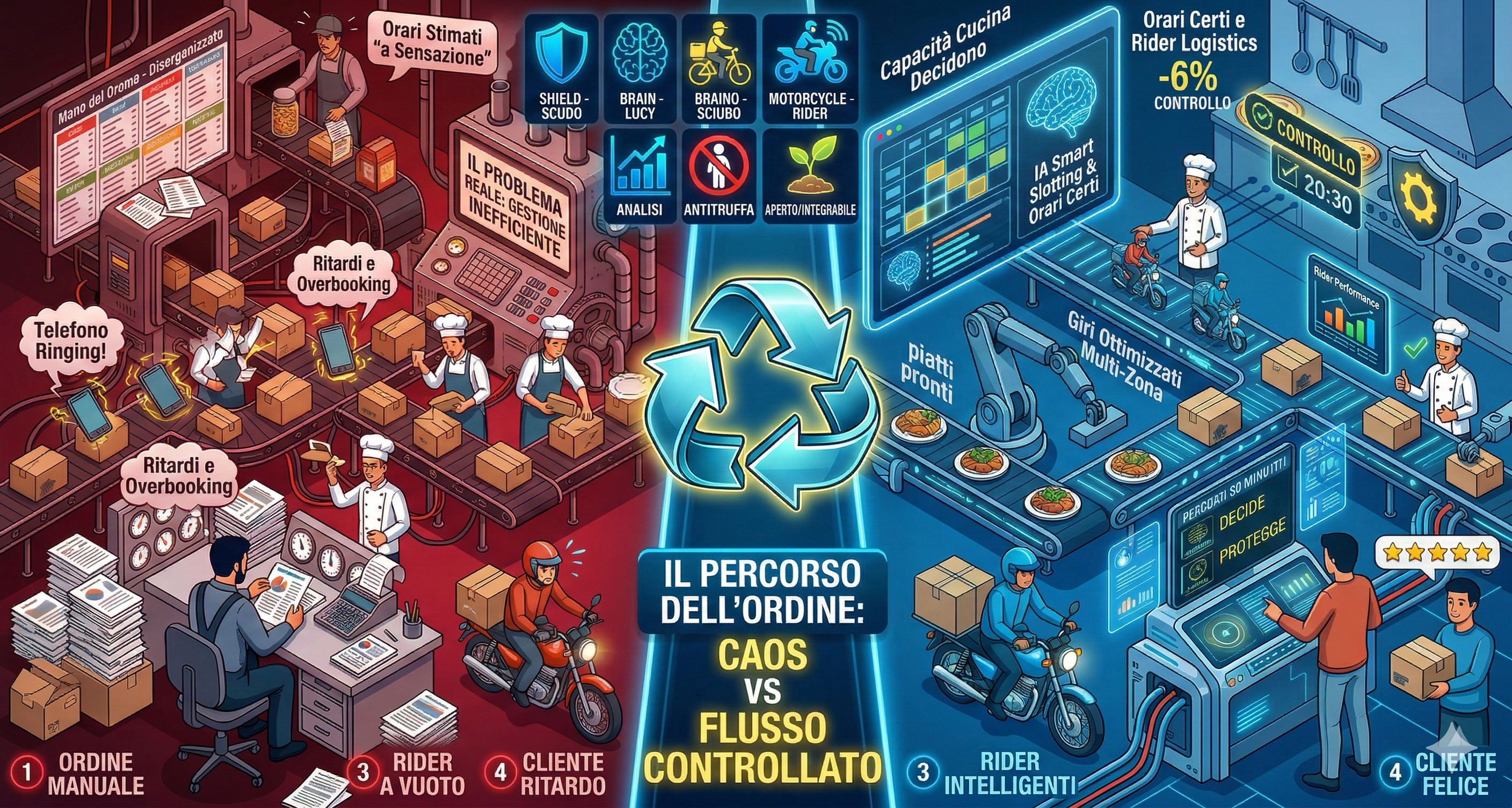 Grafico controllo flussi ordini delivery