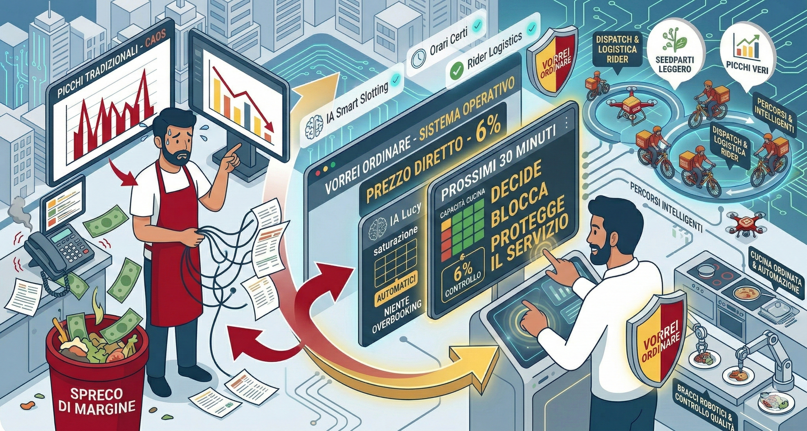 Ristoratore gestisce picchi delivery con Vorrei Ordinare e commissione 6%