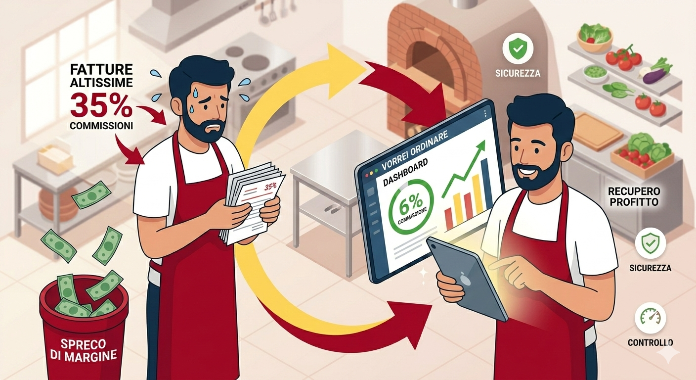 Ristoratore confronta vecchio e nuovo margine